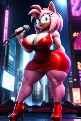 ai_generated amy_rose cosplay girlfriend_(cosplay) girlfriend_(friday_night_funkin)_(cosplay) high_heel_boots high_heels sonic_(series) sonic_the_hedgehog_(series) tagme