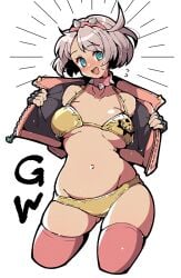 bikini elphelt_valentine golden_week guilty_gear guilty_gear_strive itsuka_neru large_breasts leather solo solo_female tight_clothing white_hair