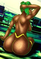 ass_focus cyborg_girl dark-skinned_female gold_(metal) latina mikey-rg97 original original_character solo_female