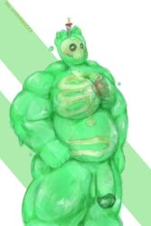 1boy 5_fingers bara belly big_body big_breasts bones doug_(monster_prom) fapnabuzza fat fat_man green_body male male_only monster_prom naked penis skull slime solo tagme tagme_(artist)