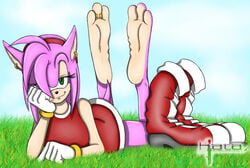 amy_rose anthro big_feet feet female female_only fur furry hedgehog katadude long_feet soles solo sonic_(series)