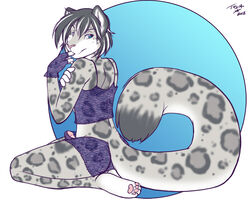 1boy anthro crossdressing erection feline fingerless_gloves fur furry girly gloves jaime kneeling lace leopard lingerie looking_at_viewer male male_only penis snow_leopard solo tygurstar