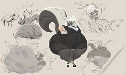 anal_vore angry female furry huge_belly hyper_ass leshawk skunk skunk_girl skunk_tail suit suit_and_tie tomboy vore