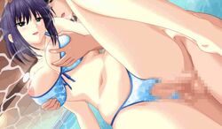 animated atelier_kaguya atelier_kaguya_honky-tonk_pumpkin bikini bounce bouncing_breasts censored erotica_yuuwaku_kenshuu_hajimaruyo game_cg hybrid_animation nipples open_mouth penis pool sakagami_umi sex sex_from_behind sex_in_water torino_sugumi water