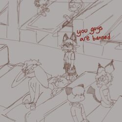 anthro anthro_on_anthro anthro_only aster_greentea banned blush caught caught_while_cumming chantilly_(grimm) cinderace clefable cleo_(trinity) dewey_(david) eiden_(btwalexhere) embarrassed female generation_1_pokemon generation_2_pokemon generation_3_pokemon generation_5_pokemon generation_7_pokemon generation_8_pokemon group hi_res kami_(btwalexhere) male male/female mudkip nintendo not_enough_money oshawott pichu pokemon pokemon_(species) public public_nudity restaurant sasha_(btwalexhere) scorbunny sketch_page solaris_(btwalexhere) stare torracat