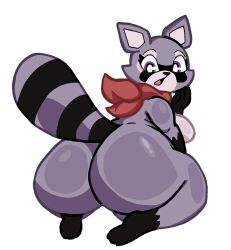 2d 2d_(artwork) big_ass female female_only furry genderswap indigo_park lewdewott purple_fur raccoon raccoon_girl rambley_(indigo_park) rule_63