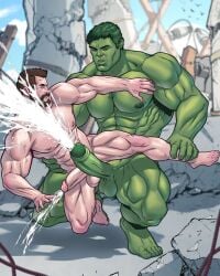 2boys big_cock big_penis blitzturner boner celebrity chris_hemsworth cum cum_inside ejaculation erect_penis erection gay green-skinned_male green_skin hard_on huge_cock huge_penis hulk hulk_(series) in_character light-skinned_male light_skin male male_only marvel marvel_cinematic_universe muscular muscular_male pleasure_face simultaneous_ejaculation thor_(marvel) thor_(series) yaoi