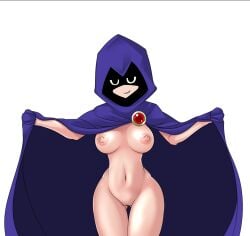 1girls breasts cloak cloak_only female female_focus female_only flashing flashing_breasts flashing_pussy hooded_cloak naked naked_female nude nude_female pussy rachel_roth raven_(dc) sinensian smiling teen_titans teen_titans_go