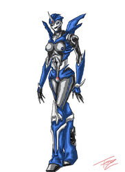 1girls 2d 2d_(artwork) arcee arcee_(prime) artist_signature breasts color embarrassed female female_only medium_breasts nipples pussy robot robot_girl robot_humanoid self_upload smiling solo tjcz transformers transformers_prime vagina