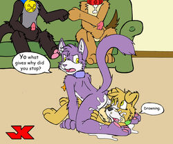 anthro canine feline female fur furry grape_jelly_(housepets!) housepets! jk male maxwell_(housepets!) peanut_butter_(housepets!) penis purple_fur pussy tarot_(housepets!) webcomic