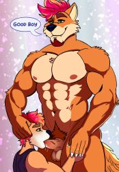 abs anthro anthro_on_anthro anthro_penetrated anthro_penetrating anthro_penetrating_anthro areola balls biped body_hair bright_colors canid canine canis chest_hair daddytwinkle duo erection fellatio gay gay_furry genitals glistening glistening_hair good_boy hair hi_res male male/male male_anthro male_penetrated male_penetrating male_penetrating_male mammal muscular muscular_anthro muscular_male nipples oral pecs penetration penile penis penis_in_mouth pubes sex tail vein veiny_penis wolf