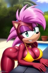 ai_generated ass breasts hips magenta_body oiled pink_hair seductive sonia_the_hedgehog sonic_(series) sonic_underground tagme thighs