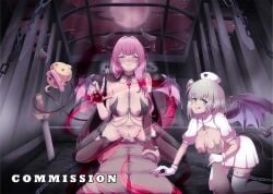 +_+ 1boy 2girls @_@ azur_lane black_thighhighs breasts censored chains cleavage commander_(azur_lane) commission cowgirl_position cum cum_in_pussy cum_overflow currytaart demon_horns demon_tail demon_wings devonshire_(azur_lane) devonshire_(sadistic_demon)_(azur_lane) english_commentary garter_straps gloves grabbing grabbing_another's_breast green_eyes group_sex hair_bun hat heart heart-shaped_pupils heart_tail heavy_breathing highres horns large_breasts manchester_(azur_lane) manchester_(midnight_devil_in_white)_(azur_lane) manjuu_(azur_lane) moon mosaic_censoring multiple_girls navel night night_sky nipples nurse_cap official_alternate_costume pleated_skirt pov purple_hair red_sky sex single_hair_bun skirt sky stomach straddling straight succubus sword symbol-shaped_pupils tail thighhighs threesome weapon white_garter_straps white_gloves white_skirt white_thighhighs wings yellow_eyes