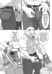 biceps canine censored clothing comic dialogue english_text feline forced_sex furry gay german_shepherd lion male male/male male_only muscles no_humans penis police ron9 shirt translated trousers uniform veins yaoi