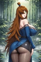 1girls ai_generated ass ass_focus auburn_hair bare_back bare_shoulders big_ass big_breasts breasts brown_hair bubble_ass bubble_butt dress female female_only forest from_behind fully_clothed green_eyes huge_ass huge_breasts lake large_breasts light-skinned_female light_skin lipstick long_hair looking_at_viewer looking_back makeup mature mature_female mei_terumi milf mommy nai_diffusion naruto naruto_(series) naruto_shippuden nature no_bra outdoors pantyhose pinup presenting presenting_self rear_view red_hair shuangshou_bao_jian solo solo_focus stable_diffusion strapless strapless_dress terumi_mei thick_ass thick_thighs thighs top_heavy upper_body very_long_hair voluptuous wide_hips