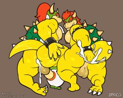 4_fingers 5:4 absurd_res aged_up anal anal_fingering anal_juice anal_sex anthro armband ass ass_focus balls big_butt bodily_fluids bowser bowser_jr. bracelet claws cum cum_in_ass cum_inside duo father_(lore) father_and_child_(lore) father_and_son_(lore) feet fellatio fingering fingering_self fingers gay genital_fluids genitals hair hi_res horn indirect_incest_(lore) jewelry koopa koopa_clown_car looking_at_viewer male male/male male_only mario_(series) masturbation multiple_penetration muscular muscular_male nintendo nipples oral parent_(lore) parent_and_child_(lore) parent_and_son_(lore) penetration penile penis ponytail red_eyes scalie sex shell son_(lore) spaca spiked_armband spiked_bracelet spiked_tail spikes spikes_(anatomy) spread_butt spreading tail tail_fetish tail_in_ass tail_insertion tail_play yellow_body