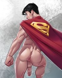 1boy anus ass back_muscles balls beefy blitzturner butt cape daddy dc dc_comics flaccid flaccid_penis foreskin hole_(anatomy) jon-el jonathan_kent male male_focus male_only manly muscles muscular muscular_male penis retracted_foreskin solo solo_focus spreading superboy superboy_(jonathan_kent) superhero superman_(series) uncircumcised uncut veiny_penis