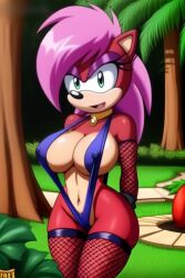 ai_generated ass breasts hips magenta_body oiled pink_hair seductive sonia_the_hedgehog sonic_(series) sonic_underground tagme thighs