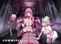 +_+ 1boy 2girls @_@ azur_lane black_thighhighs breasts censored chains cleavage commander_(azur_lane) commission cowgirl_position currytaart demon_horns demon_tail demon_wings devonshire_(azur_lane) devonshire_(sadistic_demon)_(azur_lane) english_commentary garter_straps gloves grabbing grabbing_another's_breast green_eyes group_sex hair_bun hat heart heart_tail highres horns large_breasts manchester_(azur_lane) manchester_(midnight_devil_in_white)_(azur_lane) manjuu_(azur_lane) moon mosaic_censoring multiple_girls navel night night_sky nipples nurse_cap official_alternate_costume pleated_skirt pov purple_hair red_sky sex shaded_face single_hair_bun skirt sky stomach straddling straight succubus sword tail thighhighs threesome weapon white_garter_straps white_gloves white_skirt white_thighhighs wings yellow_eyes