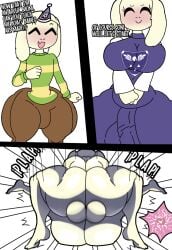 1boy 1futa age_difference anthro asriel_dreemurr ass big_butt big_penis bovid breed cameltail caprine clapping clothed clothed/nude clothing completely_nude cub dialogue duo erection erection_under_clothing femboy from_front_position furu_flami futa_on_male futanari genitals goat herm hi_res impregnation inbreeding incest intersex intersex/male male male_cub male_impregnation mammal mating_press monster_femboy mother mother_and_child mother_and_son nude nude_futanari parent parent_and_child parent_and_son penis sex size_difference son submissive submissive_male thick_thighs toriel undertale undertale_(series)