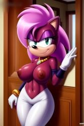 ai_generated ass breasts hips magenta_body oiled pink_hair seductive sonia_the_hedgehog sonic_(series) sonic_underground tagme thighs