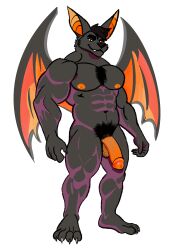 anthro bat daddytwinkle feet genitals hair halloween hi_res holidays male mammal nipple_piercing nipples nude penis piercing pubes solo spread_wings wings