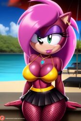 ai_generated ass breasts hips magenta_body oiled pink_hair seductive sonia_the_hedgehog sonic_(series) sonic_underground tagme thighs