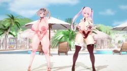 2girls 3d animated areolae bikini breasts collar cupless_bra curvaceous curvy curvy_female curvy_figure dance dancing female gloves grey_hair heels high_heels hololive hololive_japan holox huge_ass huge_breasts koikatsu maid_bikini maid_headdress mmd mp4 nijisanji nipples outdoors pasties pool public_exposure revealing_swimsuit sakamata_chloe shiina_yuika shortstack song sound sunglasses swimming_pool thick_thighs thighhighs twintails video virtual_youtuber vtuber white_hair