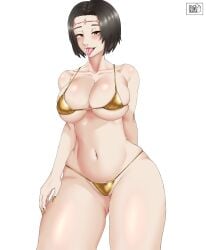 1girls big_ass big_breasts big_butt big_thighs bikini itadori_kaori jujutsu_kaisen kenjaku large_ass large_breasts large_butt milf mommy radiant_artist short_hair tongue tongue_out yellow_bikini