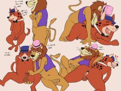 after_sex anal anthro bodily_fluids clothing collar cum duo felid gaping genital_fluids hanna-barbera hardy_har_har hat headgear headwear heart_symbol hi_res hyena leaking_cum lion lippy_the_lion lippy_the_lion_and_hardy_har_har male male/male mammal orange_body pantherine red_body sex simple_background spotted_hyena swarentaiger