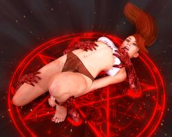 1girls 3d brown_panties disembodied_hands original panties red_hair summoning_circle ultimate-clash