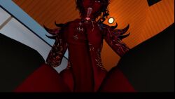 big_penis black_hair demon dick femboy red_body tagme video vrchat vrchat_avatar vrchat_model