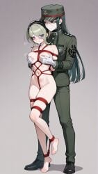 ai_generated arms_behind_back bandaged_hand blush bondage bound bound_arms bound_legs breast_squeeze breasts clothed_male_nude_female crotch_rope danganronpa danganronpa_v3 dominant_male femsub grabbing grabbing_another's_breast grabbing_breasts groping groping_breasts hand_on_breast hetero maledom nude nude_female rope rope_bondage shibari shinguji_korekiyo straight submissive_female toujou_kirumi