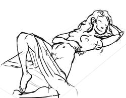 casual human melusine_(spirou_magazine) pale_skin pubic_hair red_hair sketch sleeping sleeping_nude spirou_magazine witch