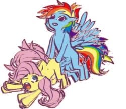 animated fluttershy_(mlp) friendship_is_magic furry futanari intersex my_little_pony rainbow_dash_(mlp) smooth_skin supersatanson