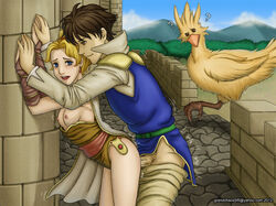 1boy 1girls bartz_klauser boko breasts chocobo clothed_sex final_fantasy final_fantasy_five grandchaossr krile_mayer_baldesion male_penetrating sex standing_sex