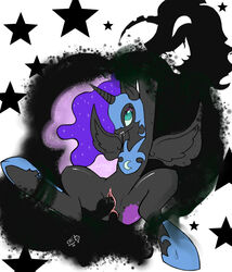 2013 abstract_background alicorn anal anal_sex anus black_fur blue_hair bound clitoris dark_persona drooling equine female feral forced friendship_is_magic green_eyes hair horn horse my_little_pony nightmare_moon_(mlp) penetration pony princess_luna_(mlp) pussy rape ricocake saliva spread_legs spreading tentacle vaginal_penetration villain villainess wings