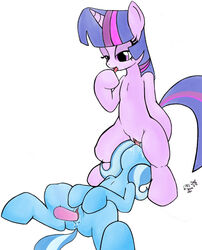 2013 anus blue_fur cunnilingus cutie_mark dildo duo english_text equine facesitting female feral feral_on_feral friendship_is_magic hair horn horse insertion licking lying multicolored_hair my_little_pony on_back one_eye_closed oral oral_sex penetration plain_background pony purple_eyes purple_fur purple_hair pussy ricocake saliva sex sex_toy spread_legs spreading text tongue trixie_(mlp) twilight_sparkle_(mlp) two_tone_hair unicorn vaginal_insertion vaginal_penetration white_background wink yuri