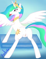 alicorn blue_hair drakxs equine friendship_is_magic mammal my_little_pony princess_celestia_(mlp) tagme