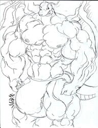 dragonite hyper male male_only monochrome muk100 muscular nintendo pokemon pokemon_(species) sketch solo wings