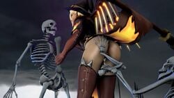 3d alternate_costume animated blizzard_entertainment blonde_hair blue_eyes breasts cum_in_pussy cum_inside female large_ass mercy overwatch santalol skeleton sound source_filmmaker video witch_mercy