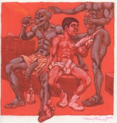 2000 brown_skin dated gay male male_only michael_kirwan original tagme traditional_media very_dark_skin yaoi
