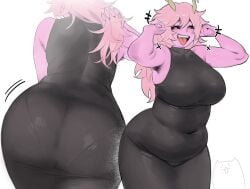 1girls armpit armpit_hair armpits ashido_mina_time-skip ass boku_no_hero_academia dress female female_armpit_hair female_focus female_only hairy_armpits large_ass long_hair mina_ashido mina_ashido_curvy_(meme) mina_ashido_time-skip my_hero_academia my_hero_academia_(finale) nia4294 nia_(nia4294) pink_body pink_hair post-timeskip solo thick_thighs thighs wide_hips