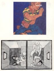 colored gay jacking_off male male_only michael_kirwan monochrome original tagme traditional_media voyeur yaoi
