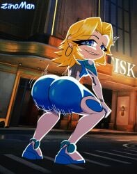 1girls ass back backboob bent_over big_ass blonde_hair blue_bodysuit blue_eyes bodysuit bubble_ass bubble_butt ear_piercing earrings female female_only full_body hair hoop_earrings huge_ass invisible_woman invisible_woman_(marvel_rivals) long_hair looking_back marvel marvel_comics marvel_rivals mature mature_female mature_woman milf solo solo_female sue_storm superhero_costume superheroine zinoman biting_own_lip biting_lip squatting alternate_version_available twerking bouncing_ass ass_shake motion_lines motion_blur ass_focus