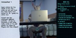 accessory anthro balls cock_ring computer dragon drash electronics genitals hi_res jewelry laptop male meme mythological_creature mythological_scalie mythology no_nut_november penis penis_accessory penis_jewelry scalie sitting snekkuu solo text