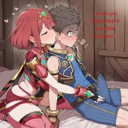 ai_generated cheating cuckold cuckold_pov cuckolding erection_under_clothes large_breasts looking_at_penis netorare ntr pyra pyra_(xenoblade) rex_(xenoblade) tagme teasing xenoblade_(series)