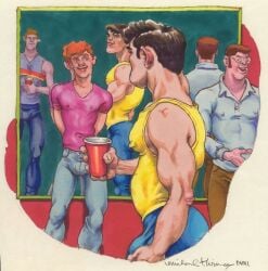 michael_kirwan traditional_media gay yaoi original tagme male male_only 2001 dated bulge nipples_visible_through_clothing