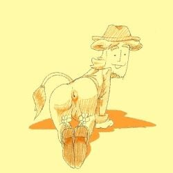 2026 cow_ears cow_tail cowboy deltarune deltarune_chapter_5 looking_at_viewer non-human showing_ass showing_balls showing_hole showing_off_ass simple smiling tail toony toony_face yellow_(deltarune)