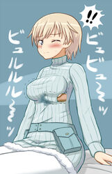 blush clothing erect_nipples erect_nipples_under_clothes medium_breasts nikka_edvardine_katajainen paizuri seki(artist) strike_witches tagme titfuck